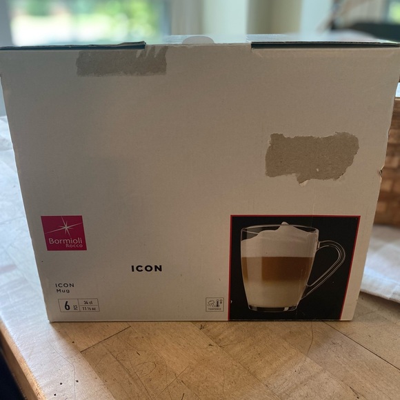 Six (6) Bormioli Rocco Tempered Glass Mugs 11.5 oz. Capacity New In Box - Picture 4 of 4